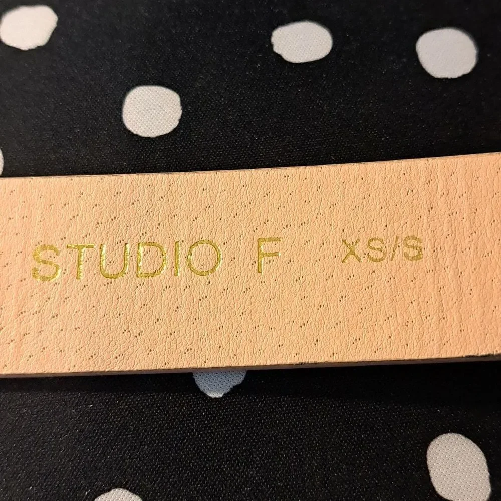 Studio F Women’s Belt Size XS/S Tan Gold Buckle Leopard Faux Leather Adjustable